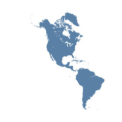 Map of North and South America, sign silhouette. World Map Globe. Vector Illustration isolated on transparent background. American continent.