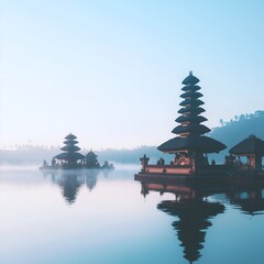 Obraz premium Day of silence with bali temple landscape.