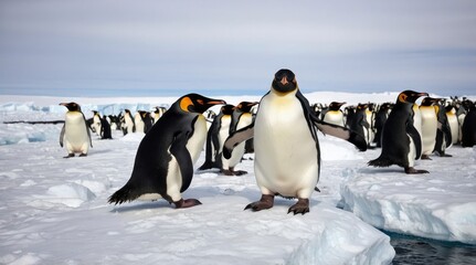 Obraz premium King Penguins in Antarctica Majestic Wildlife Scene