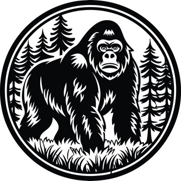 A vector silhouette image of a eating plain gorill (12).eps