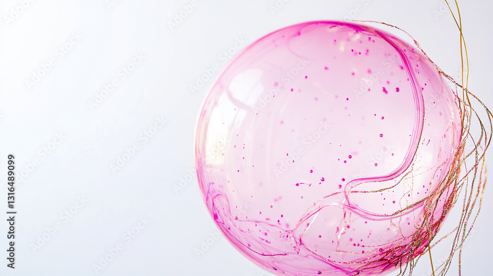 Poster pink bubble abstract art with gold glitter design elements shiny macro image fluid light color style