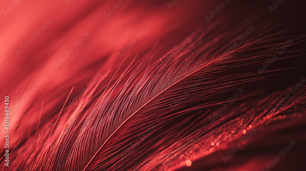 Poster abstract red feather texture background image soft focus detailed closeup dark wing bird macro light