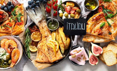 Assortment of Italian pasta dishes.