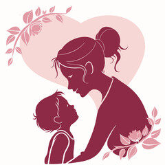 A loving mother holding her child in a minimalistic vector illustration is perfect for sentimental projects.