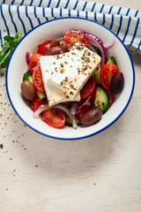 Fresh greek salad. Healthy eating.