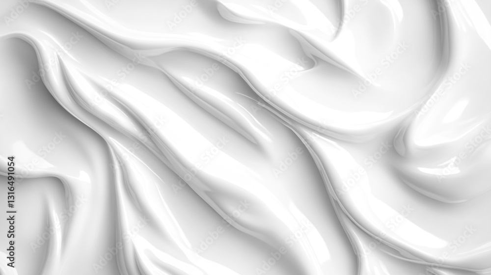 Poster abstract white liquid swirls smooth elegant background texture milk wave flow soft pure cream curve