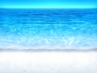 Obraz premium Ocean Waves Crashing on White Sandy Beach Background Image: A Vibrant Summer Seascape Illustration