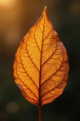 Dried silk leaf in soft focus with warm light brown color, dried silk leaf, leaf