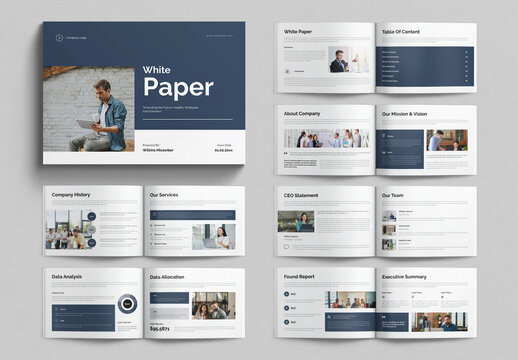 White Paper Brochure Template Design Layout Landscape