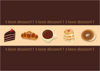 vector illustration of a set of cakes and drinks