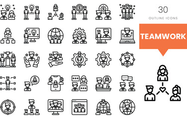 Diverse teamwork icons illustrating collaboration and innovation in a modern workspace.