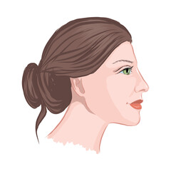 Colorful drawing of a girl's head in profile. Vector illustration