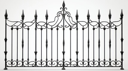 Intricate Ornate Iron Fence Design Showcased in a Studio Environment with Artistic Lighting