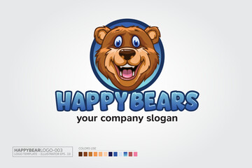 Happy Bears Vector Logo Template. Vector logo illustration.