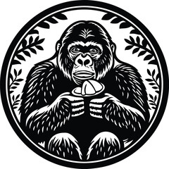 Obraz premium A vector silhouette image of a eating plain gorill (32).eps