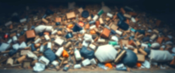 Obraz premium Blurred background underscoring the vastness of landfill waste, stressing resource conservation efforts
