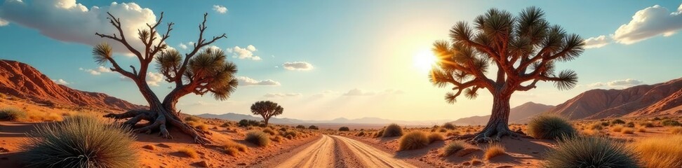 Prickly Tamarisk branches stretch towards the sky, Sahara, trees