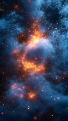 Naklejka premium Fiery Explosion With Smoke And Glowing Particles