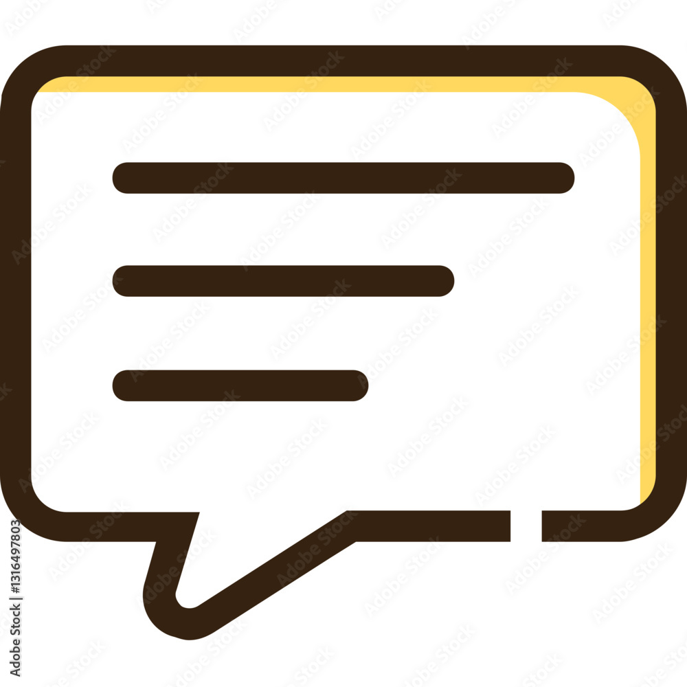 Poster a simple message bubble conveying calm communication in a friendly chat, using a clean line art styl
