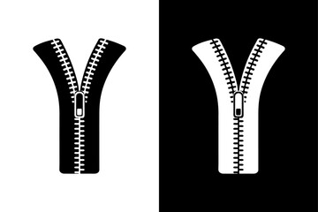 Simple Zipper Icon High-Quality Black and White Silhouette Vector.