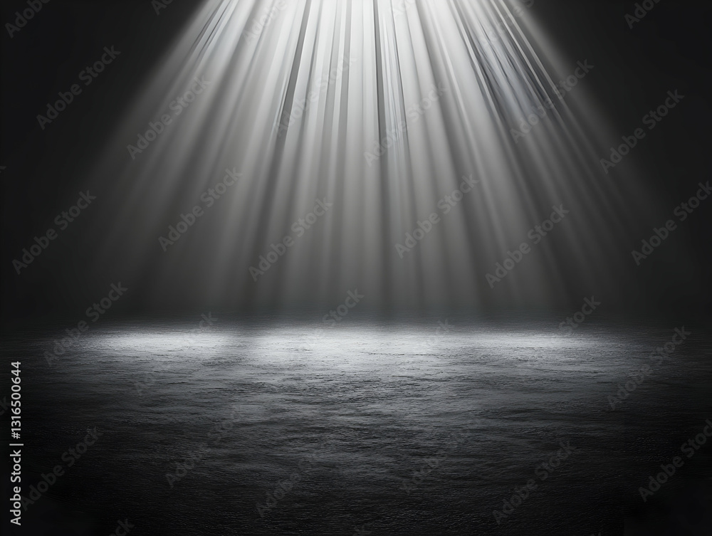 Poster dark abstract background: light rays illuminate a textured surface, creating a dramatic and moody at