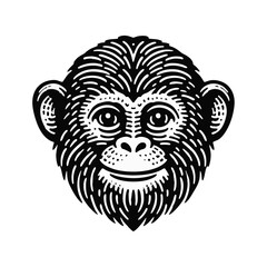 monkey engraved logo icon design illustration