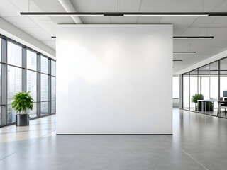 Fototapeta premium Realistic mockup of a blank white wall in a modern office environment
