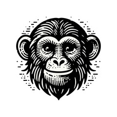 monkey engraved logo icon design illustration