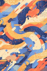 Abstract swirls, orange blue beige pattern, design background, website graphic