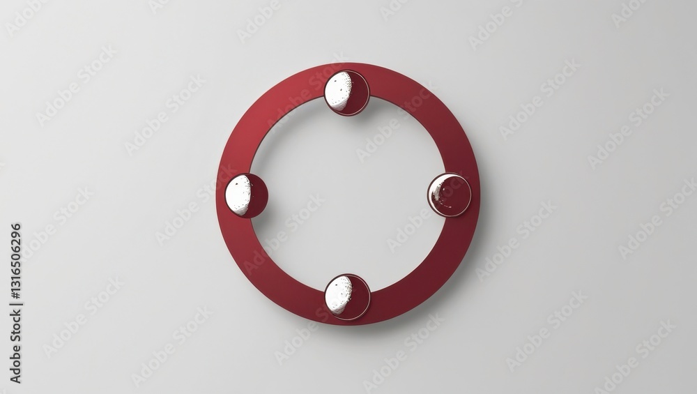 Aufkleber minimalist red circular design with four spheres on white background conceptual geometric abstract i