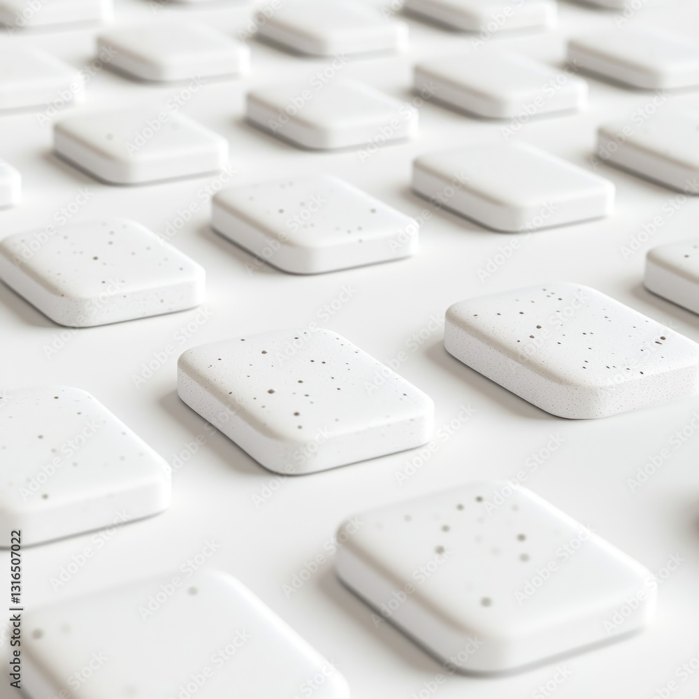 Poster white rectangular objects, subtly textured, arranged in a grid pattern