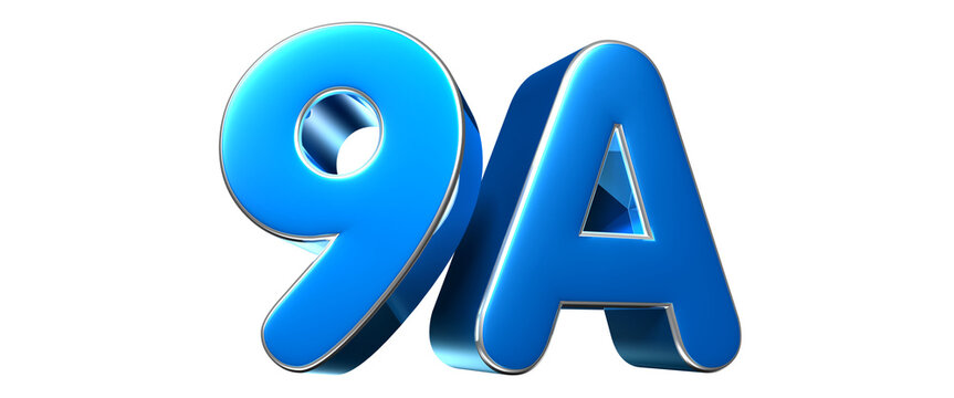 Blue 9A 3d illustration. Advertising signs. Product design. Product sales