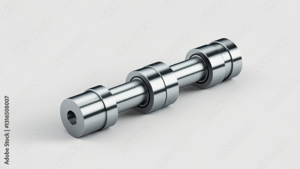 Aufkleber sleek modern camshaft icon rendered in metallic chrome finish featuring intricate mechanical design 