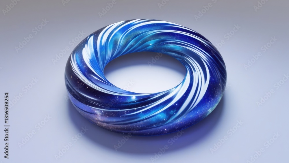 Aufkleber stylized galaxy swirl ring with intricate cosmic patterns shimmering blue white and nebula elements 