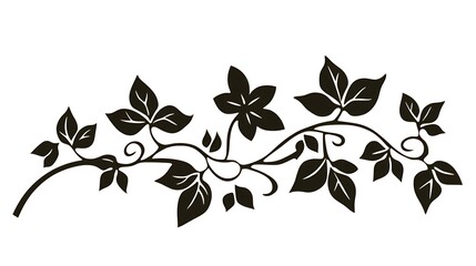 Elegant Black and White Ivy Vine Illustration AI Generated