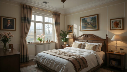Elegant Bedroom Interior with Natural Light and Classic D&Atilde;&copy;cor Elements