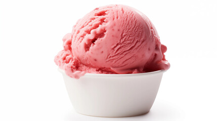 Strawberry Ice Cream Scoop in White Bowl