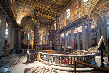 The altar of the baroque church of Santa Maria Maggiore in Rome, Italy	