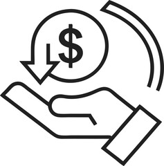 Cashback line icon isolated on white background. Vector