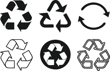 Recycle signs. Recycle arrow collection. Recycling icon set. Vector illustration