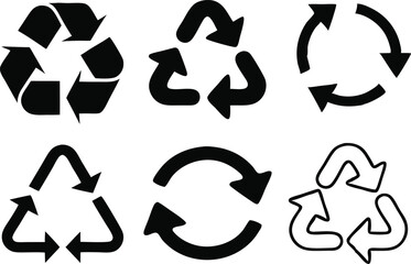 Recycle signs. Recycle arrow collection. Recycling icon set. Vector illustration