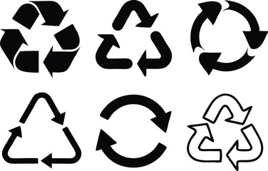 Recycle signs. Recycle arrow collection. Recycling icon set. Vector illustration