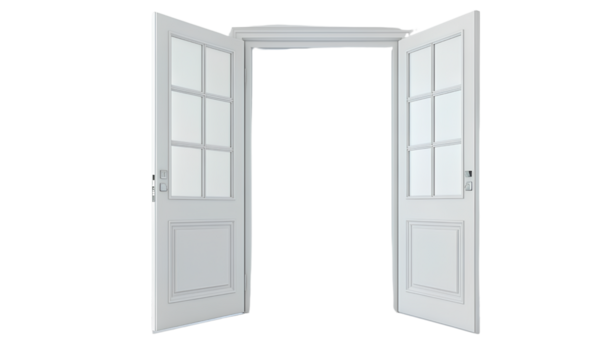 Open door, white color, transparent background