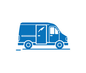 Vector illustration parcel delivery van for fast delivery logo. minivan for fast delivery logo. delivery and shipping service logo.