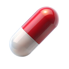 3d red pill isolated on white or transparent background