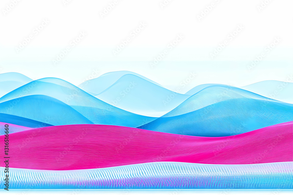 Poster abstract 3d rendering of flowing, colorful waves creating a dynamic background design