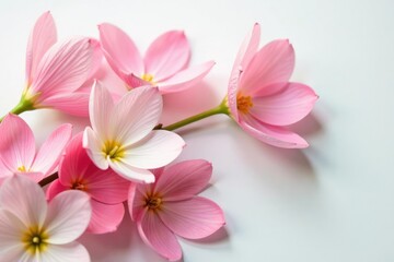 Fototapeta premium Delicate flower petals unfolding on white background, flowers, blossom, petals