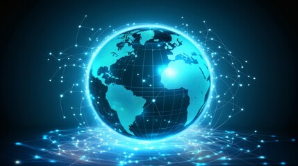 Fototapeta premium Interconnected Earth: A Conceptual Visualization of Global Communication Network