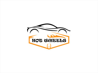 Stylish Hot Wheels logo design for a car brand.This is a simple, clean vector graphic logo for a car brand, likely Hot Wheels.