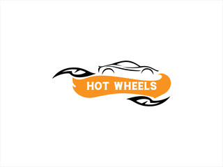 Stylish Hot Wheels logo design for a car brand.This is a simple, clean vector graphic logo for a car brand, likely Hot Wheels.